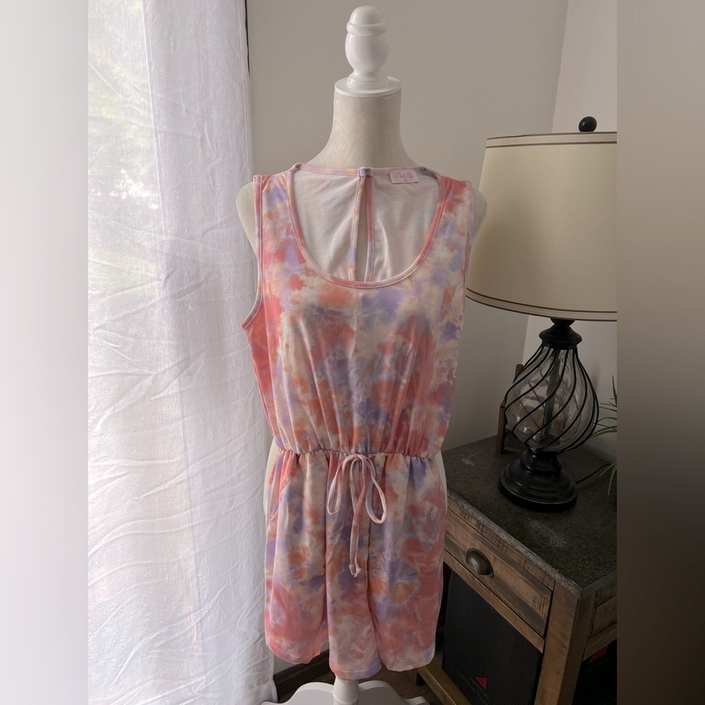 NWOT Pink Lily Tie-Dye Sleeveless Romper
